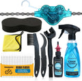 Bike Cleaning Kit Including Bicycle Chain Cleaner Degreaser, Chain Scrubber, Cycling Chain Lube, Cleaning Brush Tool, Gear Floss for Mountain Bike/MTB, Road Bike, Ebike and Trail Bikes