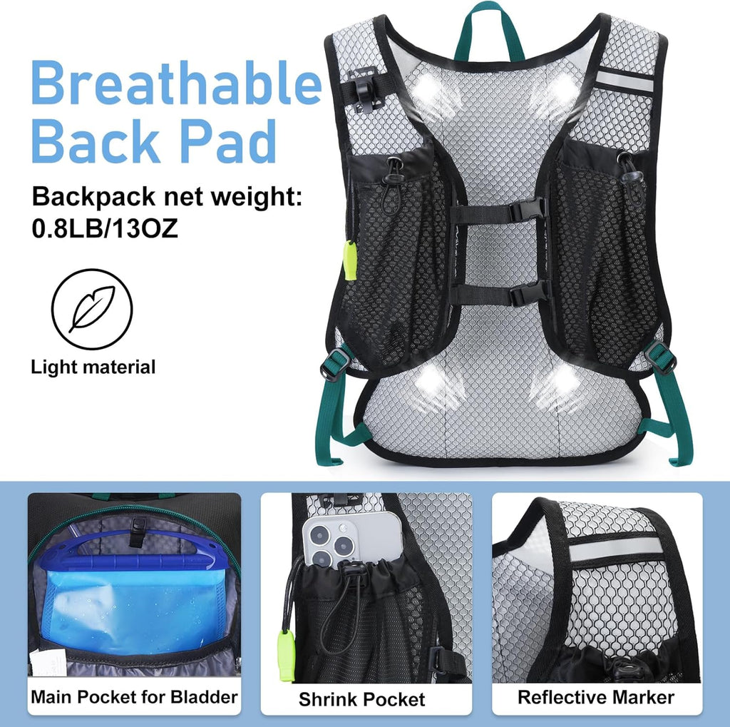 Lightweight Hydration Backpack, Running Backpack with 2L Water Bladder