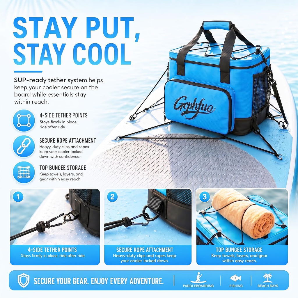 Paddle Board Cooler Bag, 24L Insulated SUP Kayak Deck Storage Bag