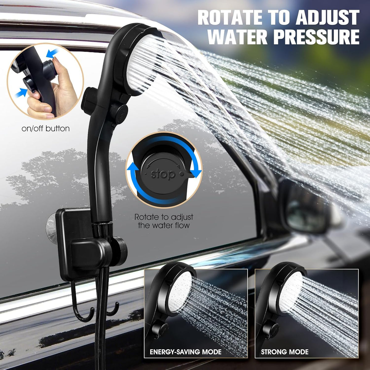 Portable Shower with 2000W Heater 6000Mah Portable Heated Shower