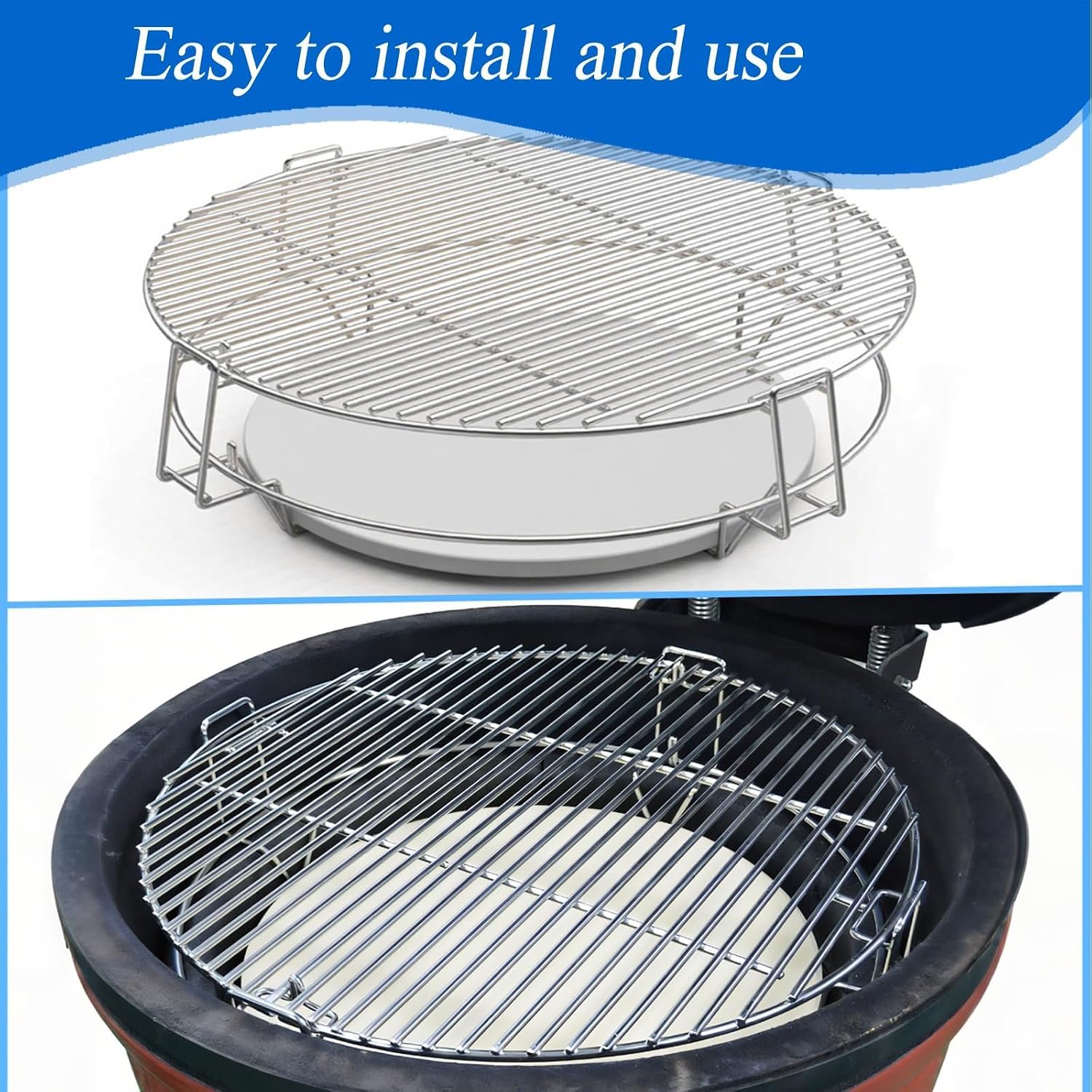 S2C (1-Pack) Cooking Grate System Grilling Accessory for 18" Kamado Joe Classic, Large Big Green Egg, Coyote The Asado Cooker, Pit Boss and Other kamado Grill