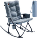 EVER ADVANCED Oversized Rocking Camping Chair, Padded Folding Rocker for Adults with Hard Armrests, 400lbs Heavy Duty Portable Chair for Patio, Lawn and Outdoors, Sky Blue