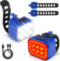 WORKPRO Bike Lights Set [8+13 Modes], Rechargeable Bicycle Light Set Ultra Bright, IP65 Waterproof Bike Lights for Night Riding, 1200mAh Bike Headlight and Tail Light Reflectors