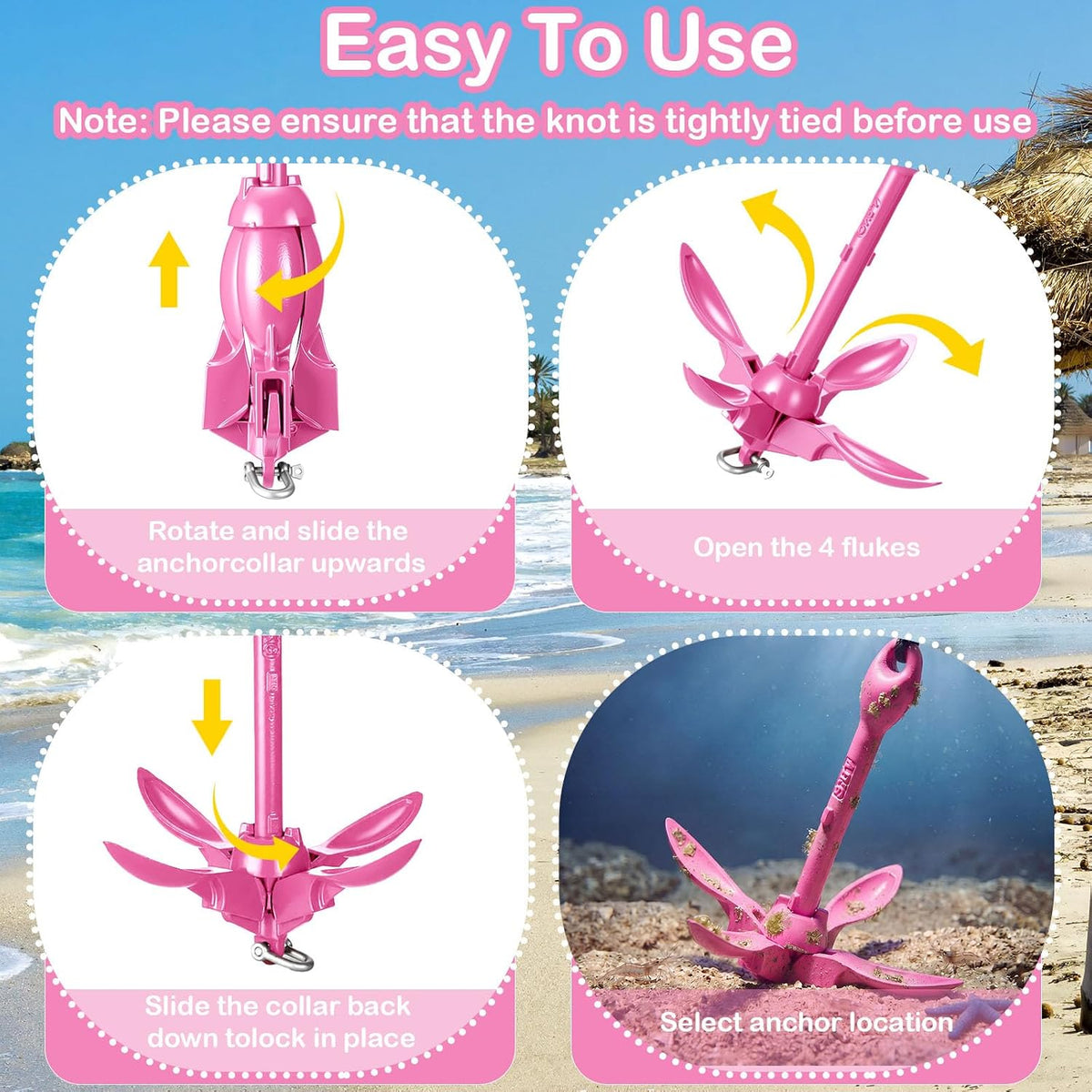 MorningRo Folding Grapnel Anchor Kit, Kayak 40ft Rope