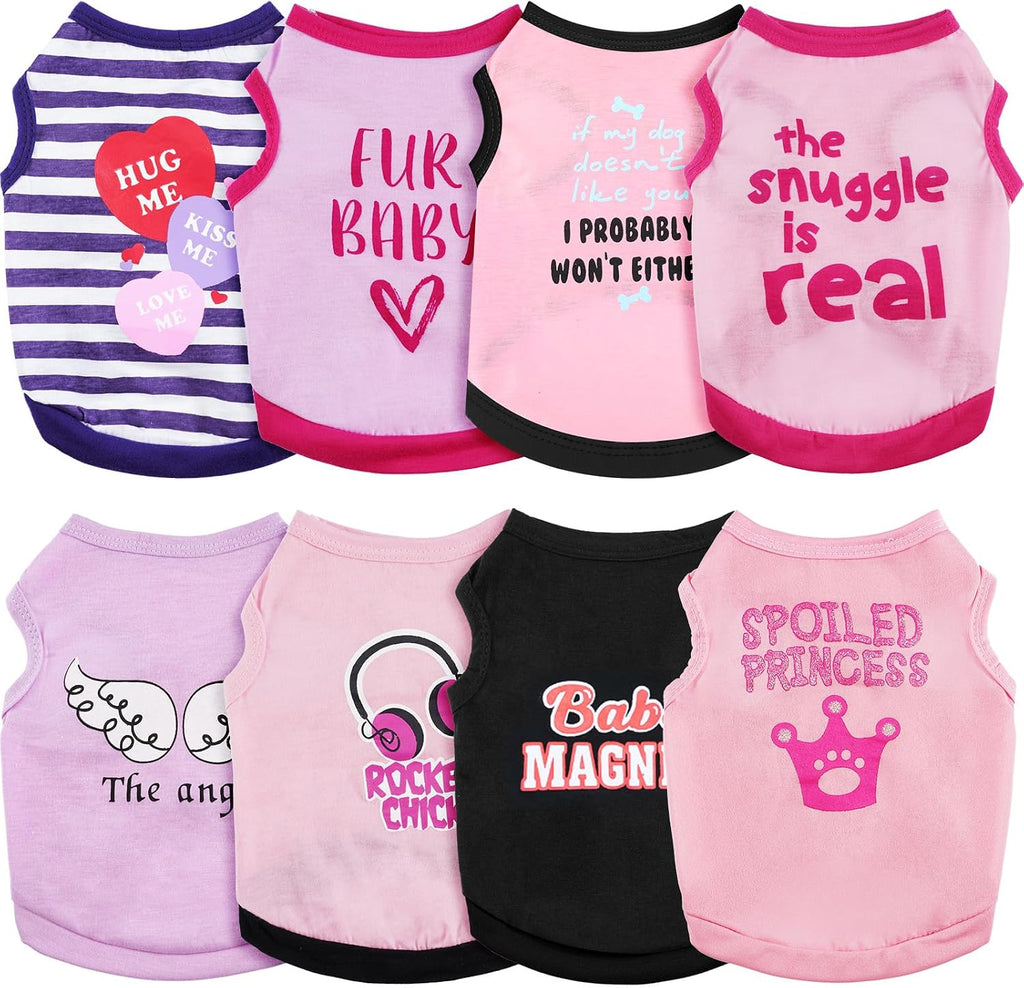 Reginary 8 Pcs Dog Shirts Girl Small Dog Clothes, Vivid Pattern, X-Small