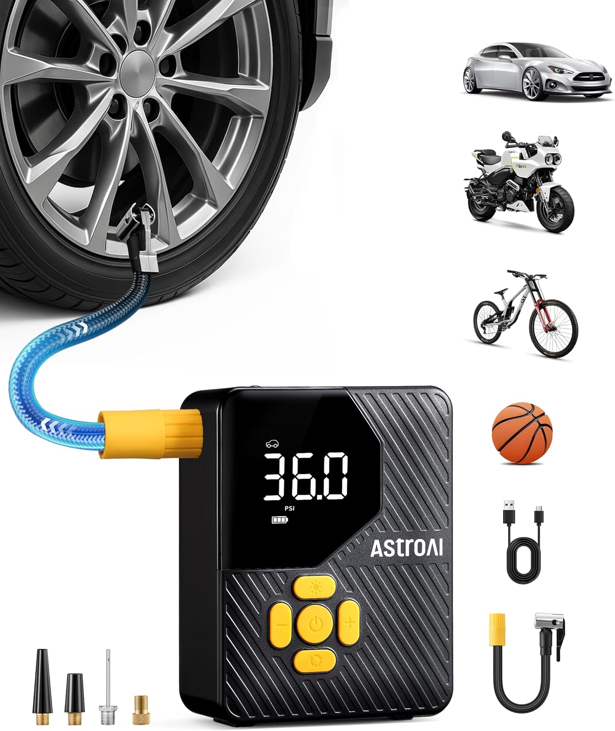 AstroAI 150 PSI Tire Inflator Portable Air Compressor, Fast Inflation Pump