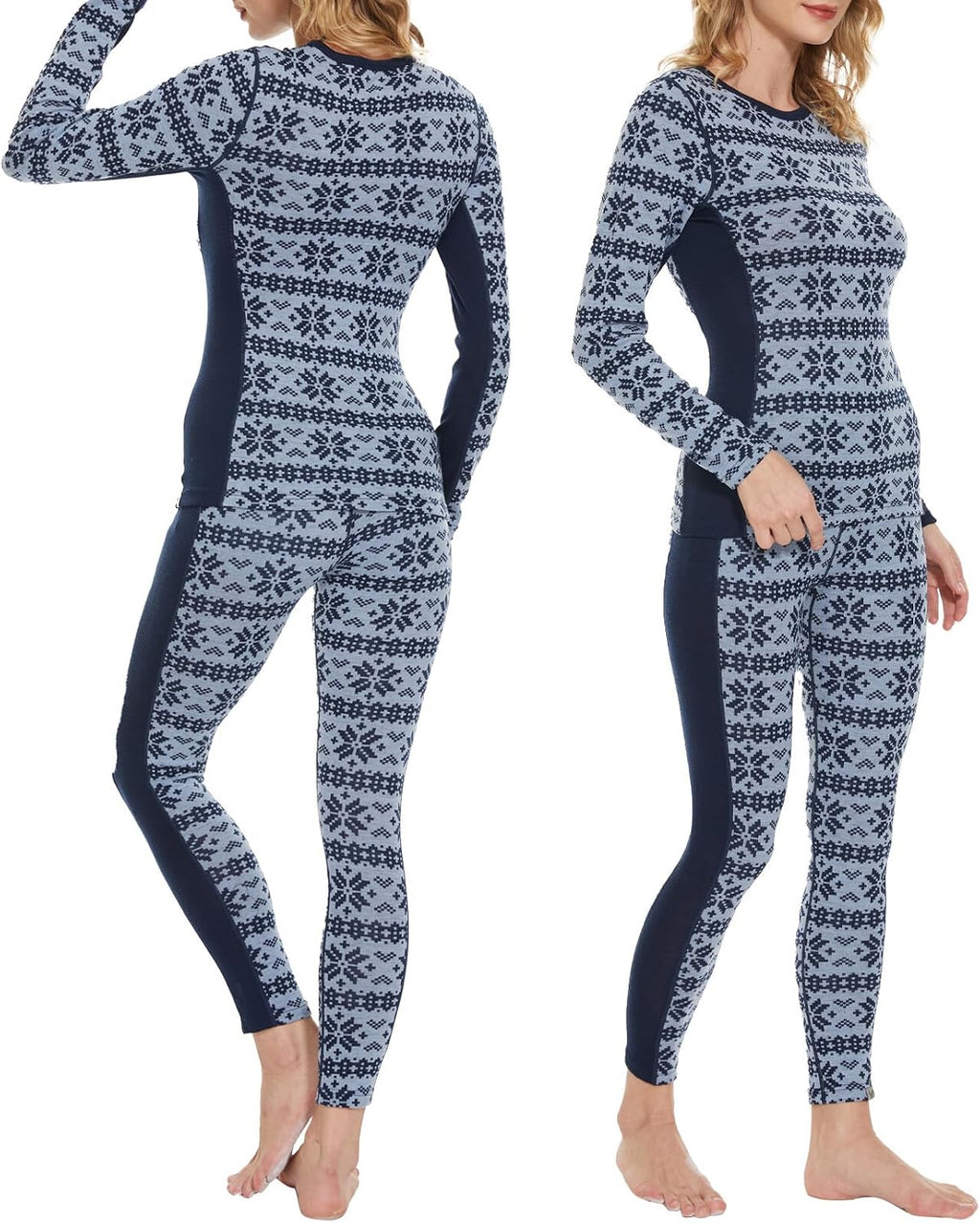 100% Merino Wool Base Layer Set Women - Thermal Underwear Long Johns PJs