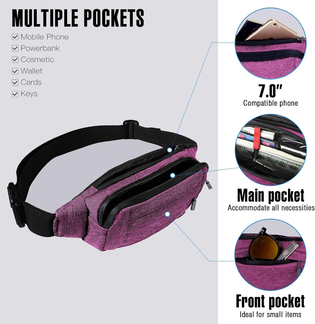 WATERFLY Small Fanny Pack Crossbody Lightweight Waist Bag for Woman Man
