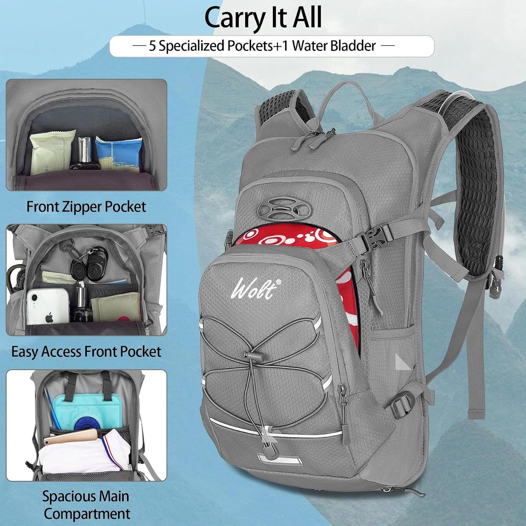 WOLT Hydration Backpack 18L Hiking Water Backpack with 2L Water Bladder for Men Women, Hydration Pack for Running Cycling Biking and Climbing
