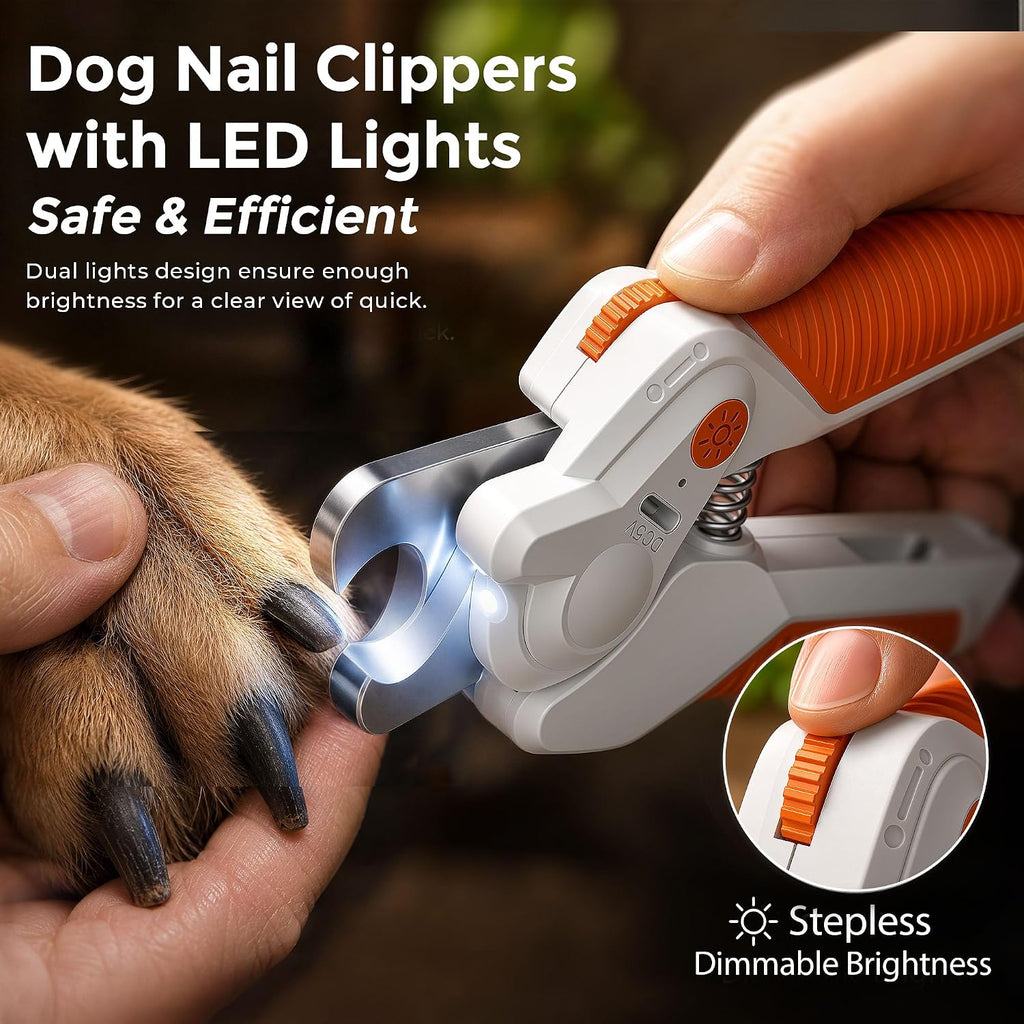 Dog&Cat Nail Clipper with Light, Stainless Steel Blade Nail Trimmer for Pet