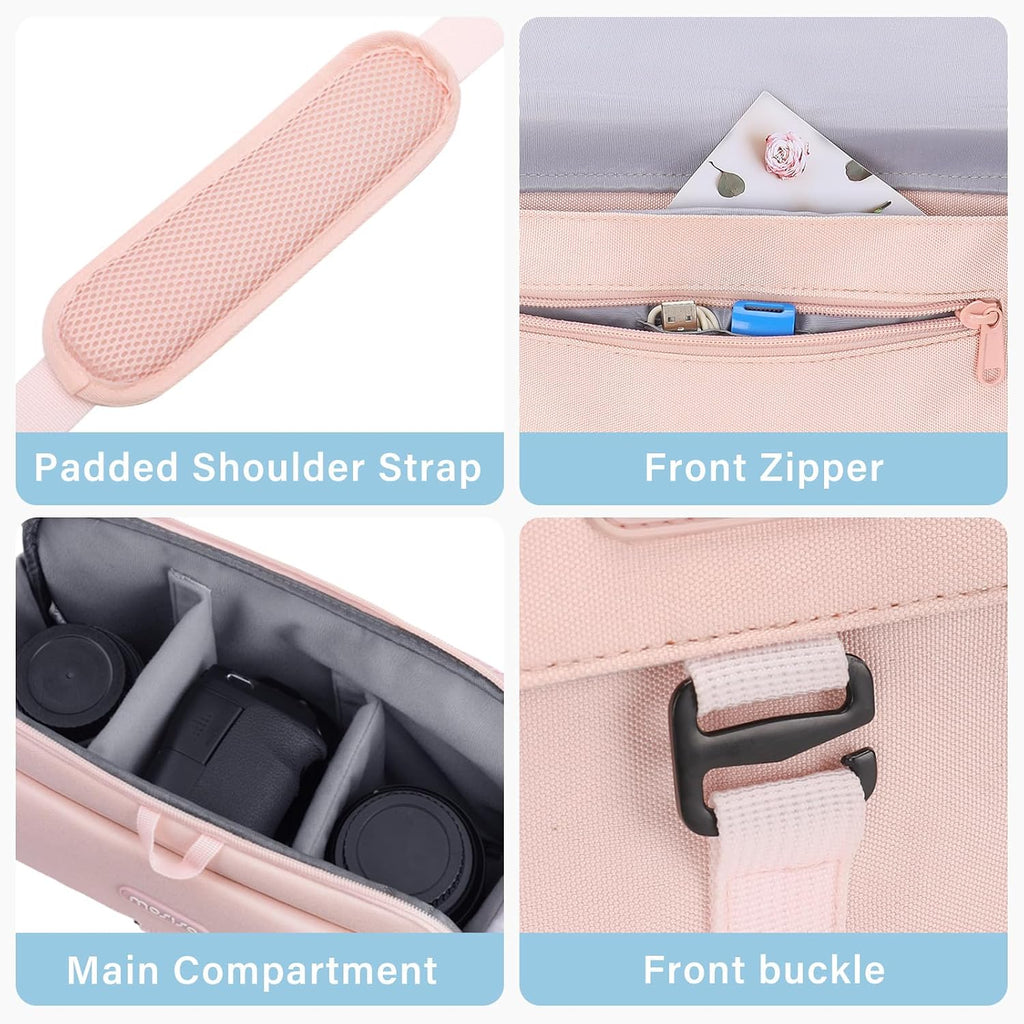 MOSISO Camera Shoulder Bag Camera Case Crossbody Sling Purse, Pink