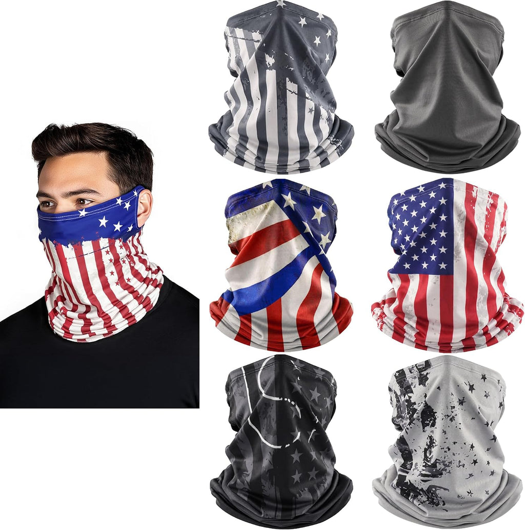 HONGTEYA 6 Pack Summer Neck Gaiter, UV Protection Cooling Face Mask Breathable Bandana Head Scarf Face Cover for Men Women