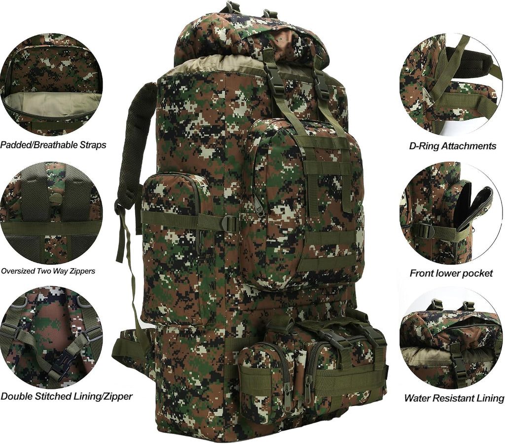 King'sGuard 100L Camping Hiking Backpack Molle Rucksack Military Camping Backpacking Daypack