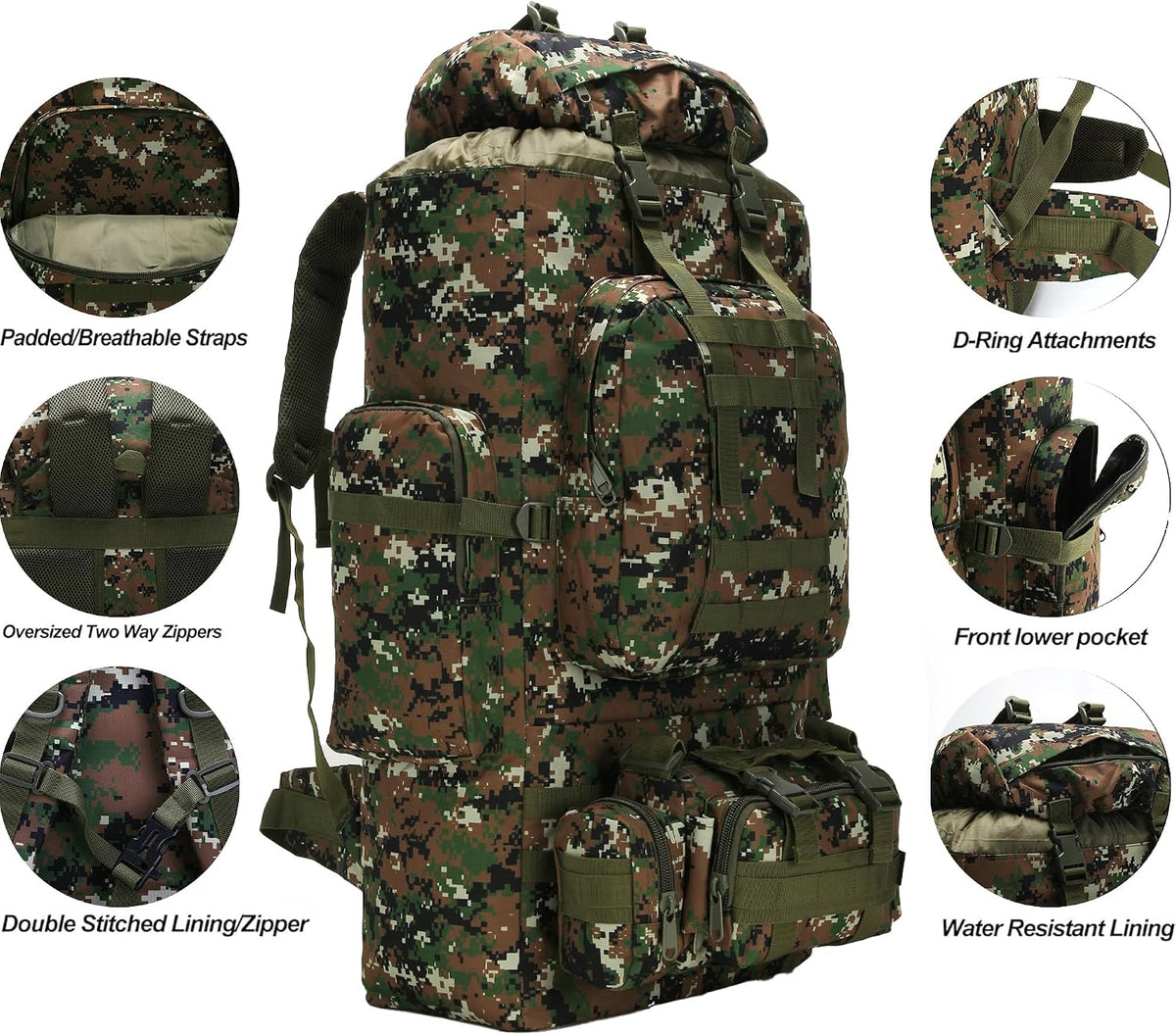 King'sGuard 100L Camping Hiking Backpack Molle Rucksack Military Camping Backpacking Daypack