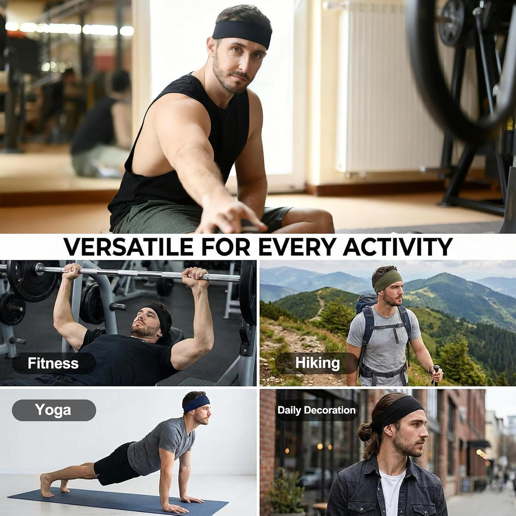 Acozycoo Headbands for Men,5 Pack Mens Moisture Wicking Workout Sweatband