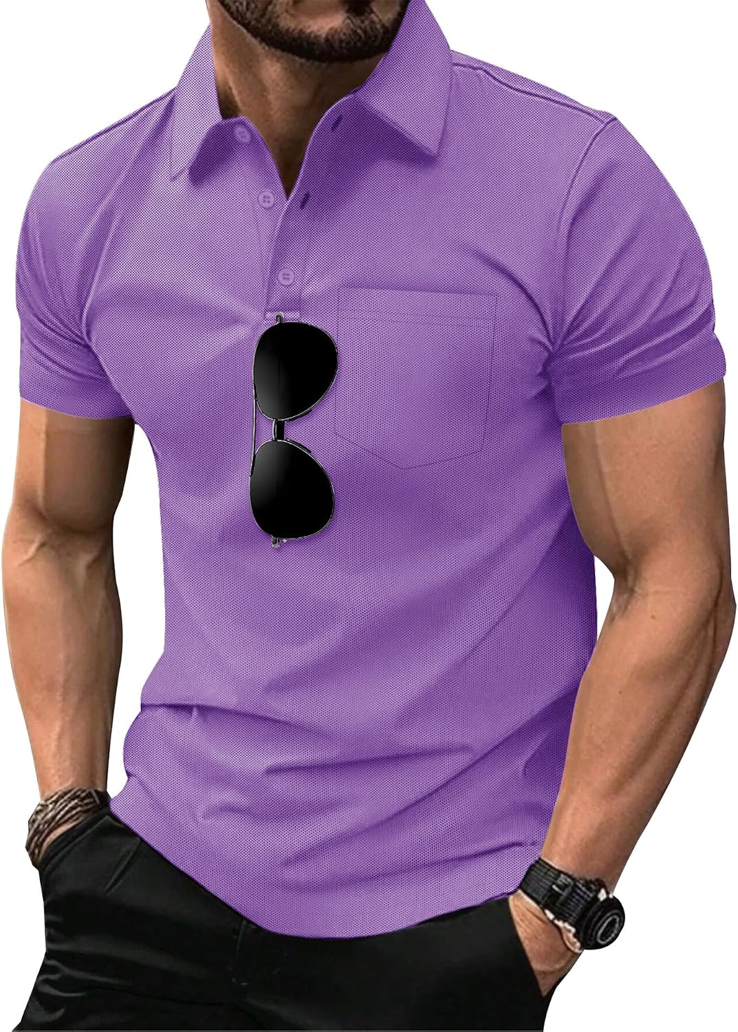SCODI 5 Pack Mens Pocket Polo Shirts Short Sleeve Golf Casual Work T-Shirt