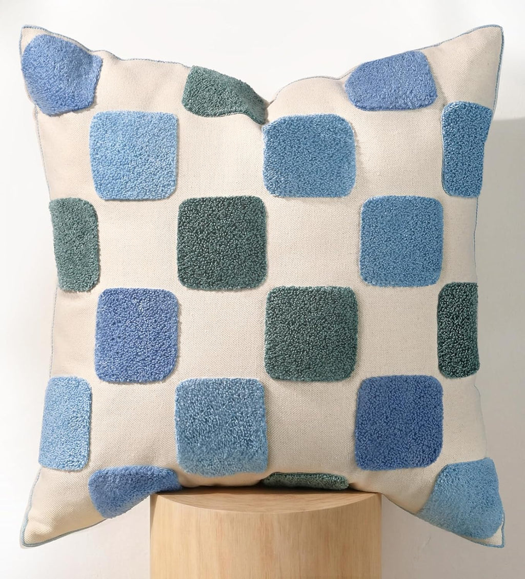 Fall Embroidered Throw Pillow Cover 18x18 Inch, Brown Polka Dot