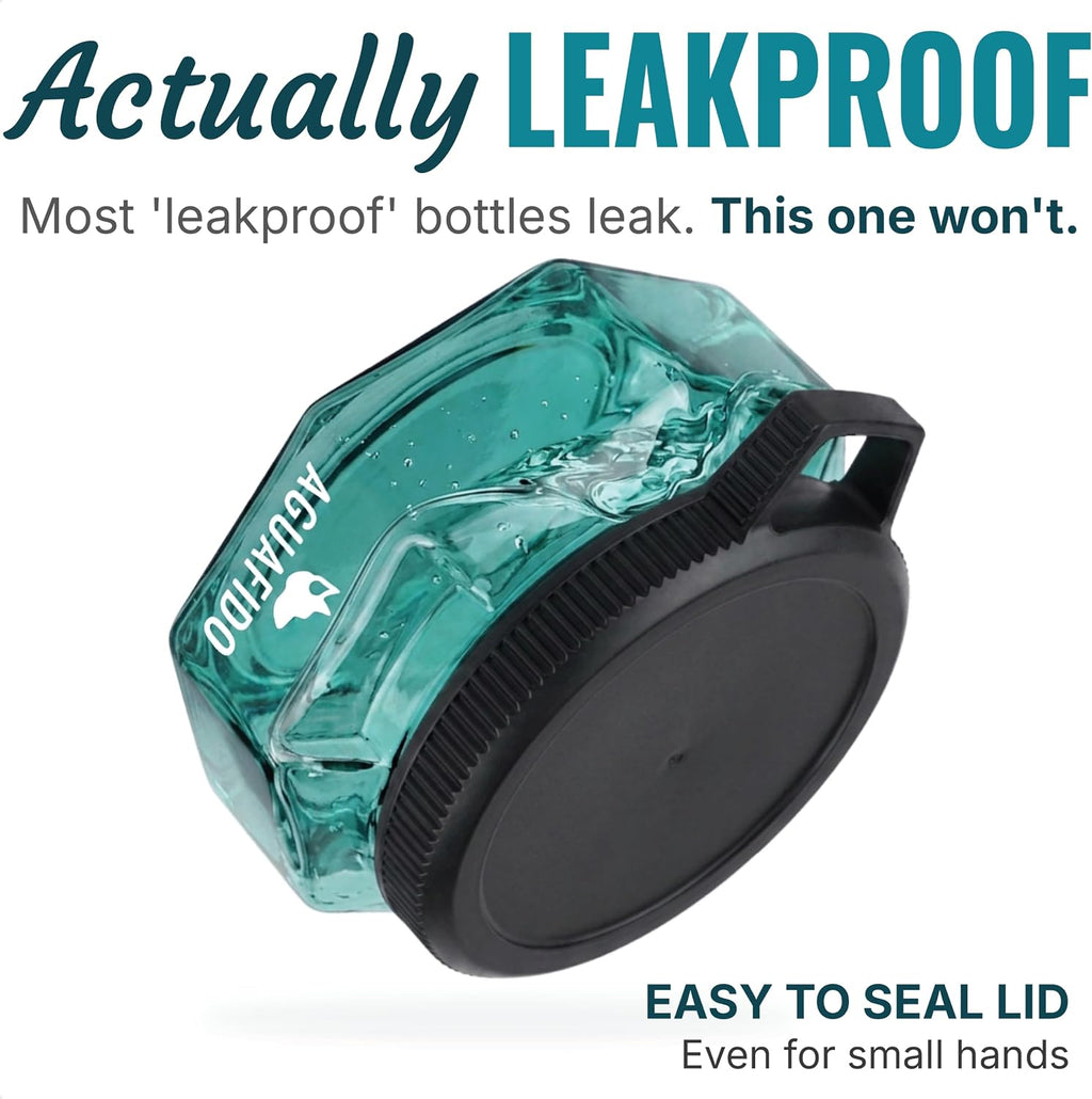 Dog Water Bottle, 27 oz Portable Dog Bowl with Leakproof Lid, Teal