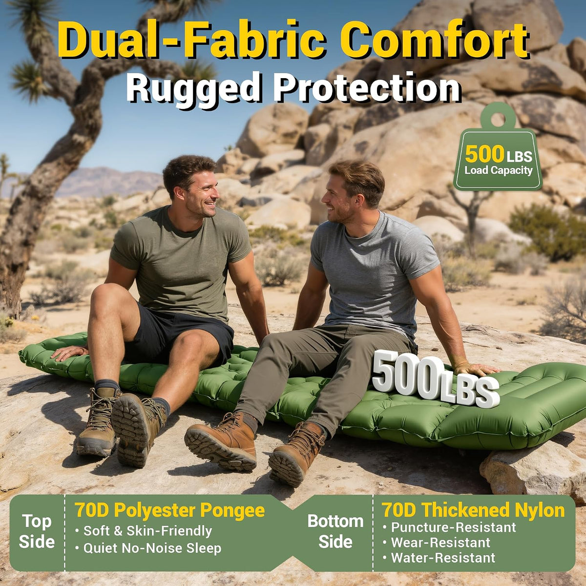 2 Pack Camping Sleeping Pad, 4 in Thick, 30 oz
