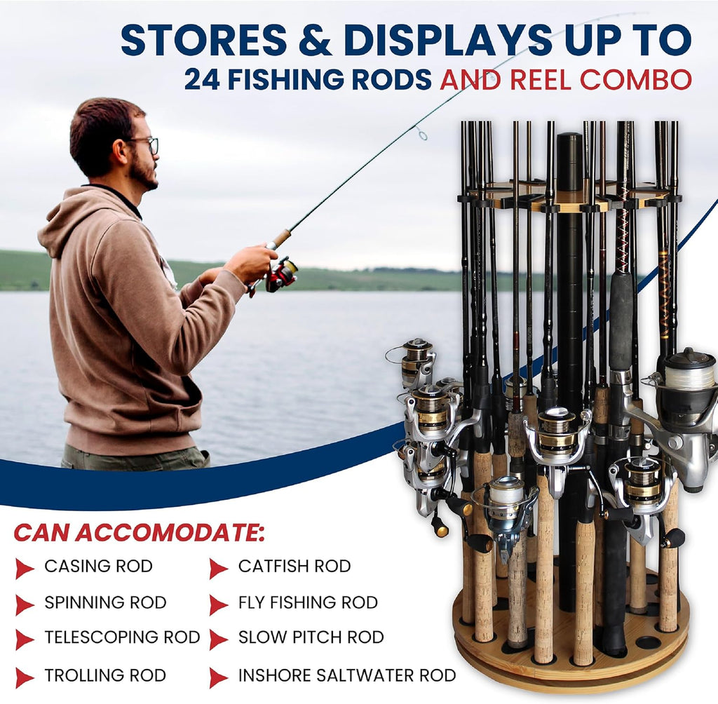 Rush Creek Creations 24 Rod Fishing Pole Holder, Tackle Box, Fishing Tackle