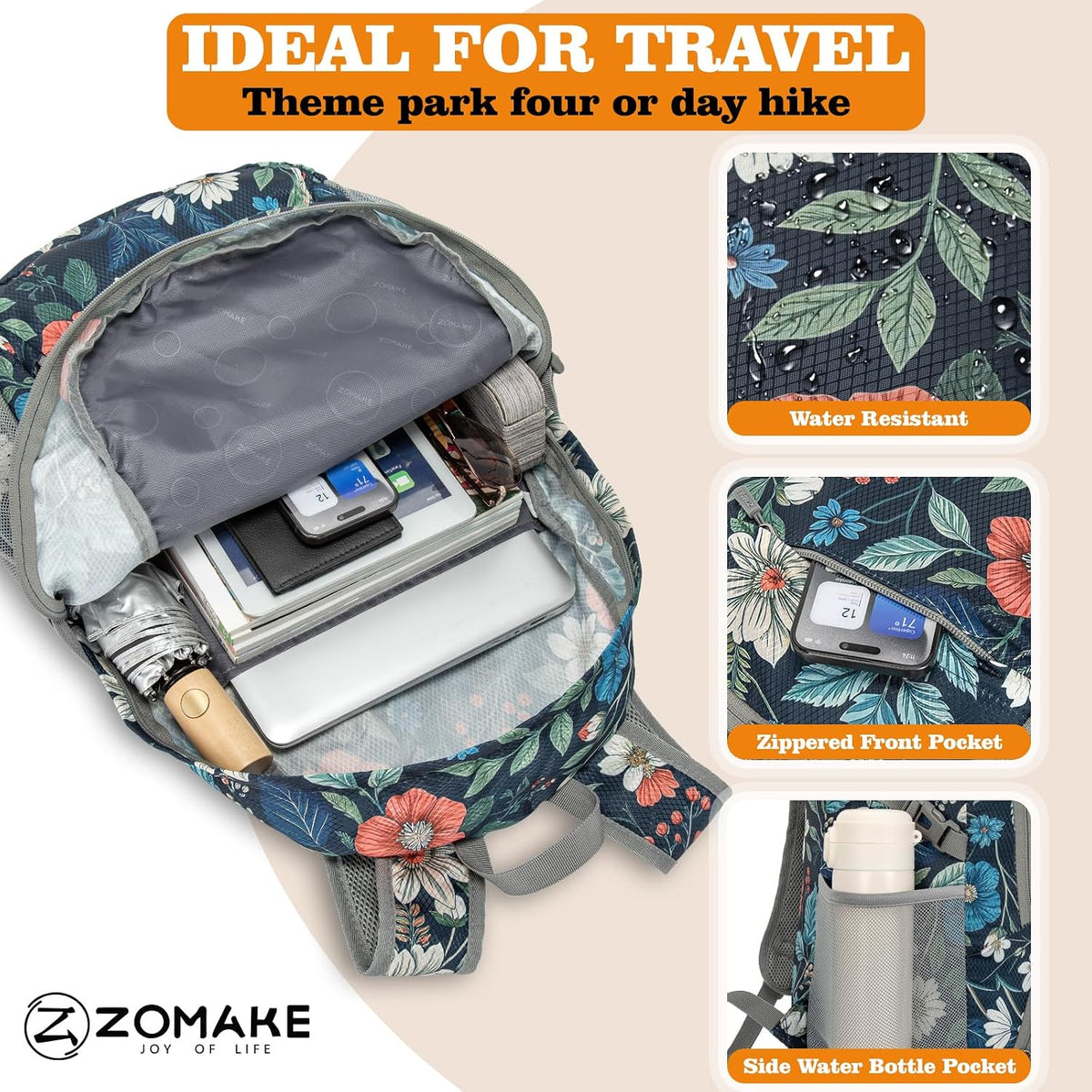 ZOMAKE Lightweight Packable Backpack 30L, Foldable Travel Hiking Daypack