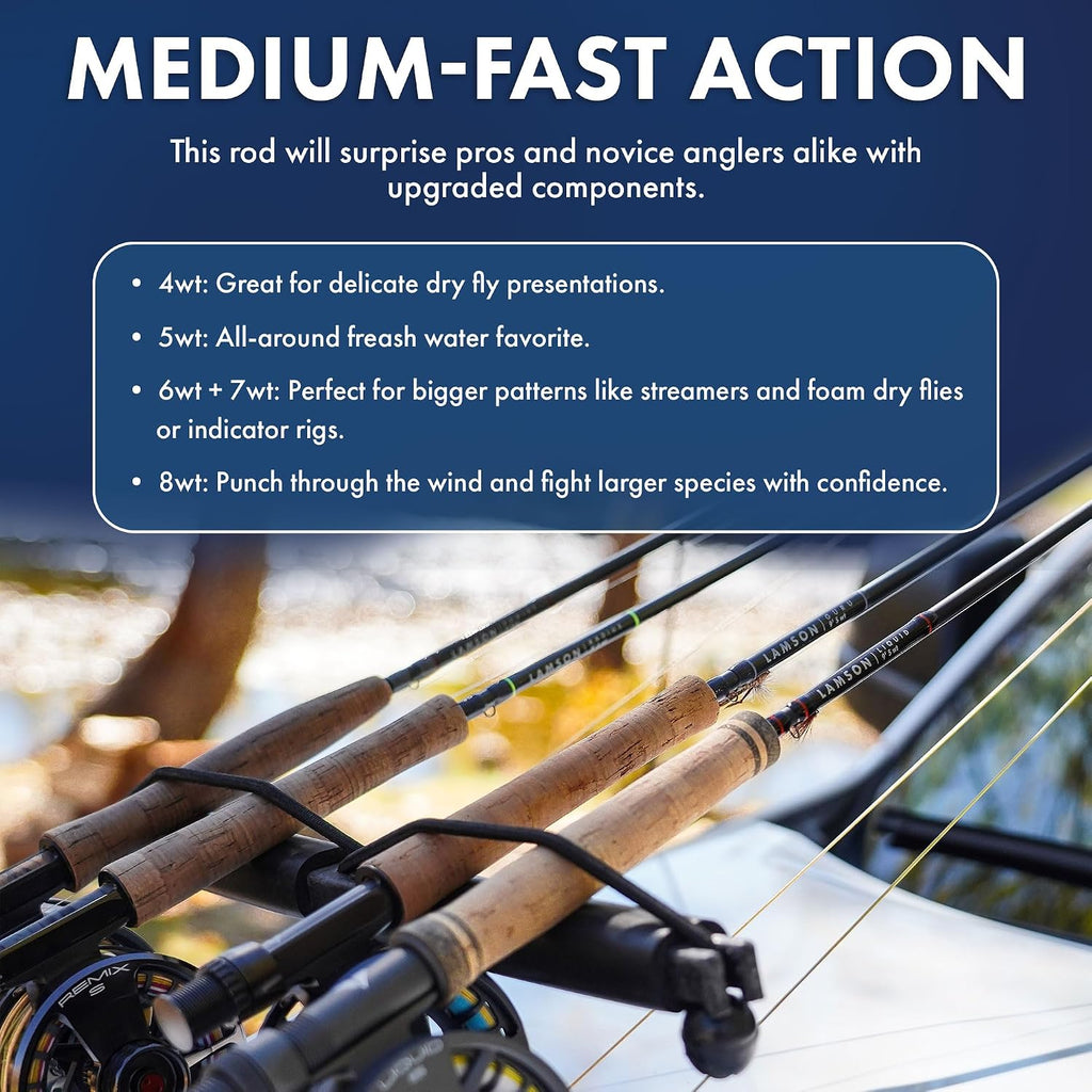 LAMSON Guru Medium Fast Action Fly Fishing Rod, All-Water 9' 4-piece w/Tube
