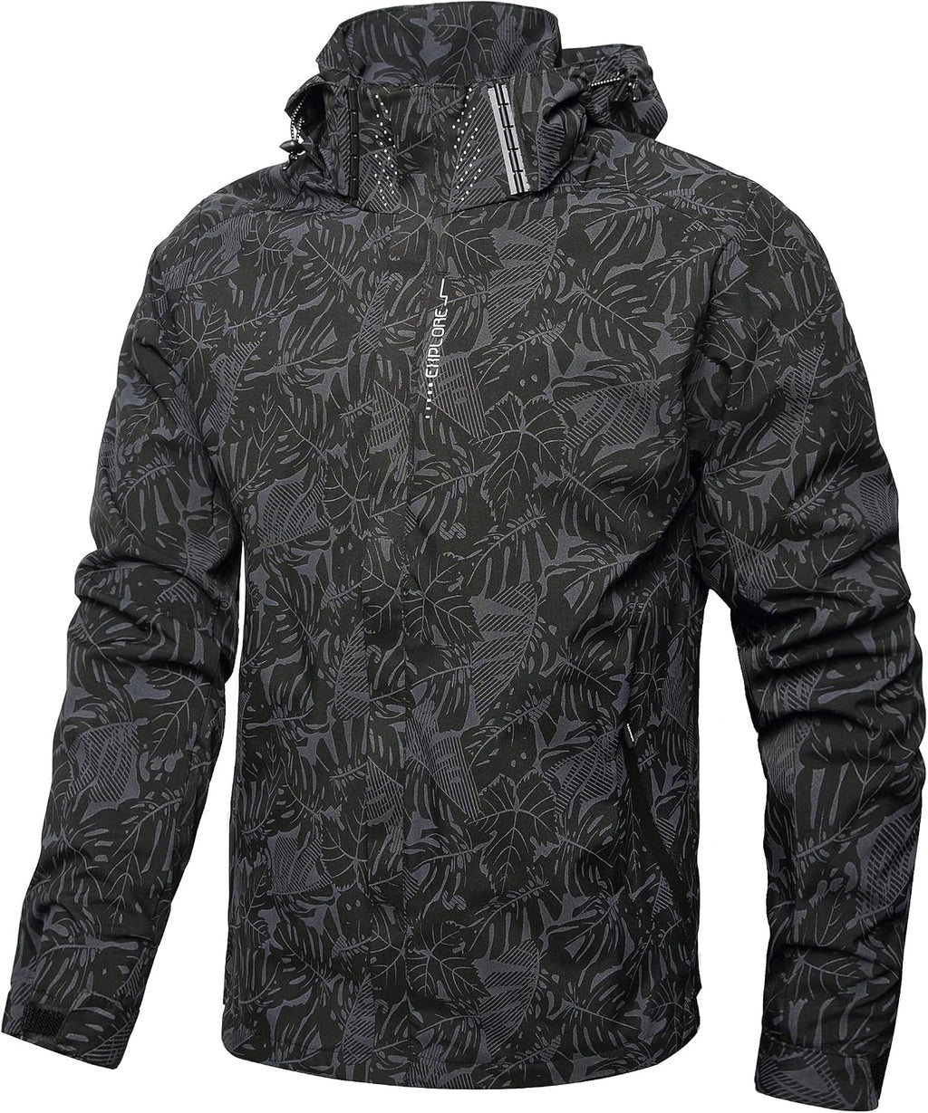 Men's Lightweight Waterproof Rain Jacket,Shell Hooded Outdoor Raincoat Hiking Windbreake jacket