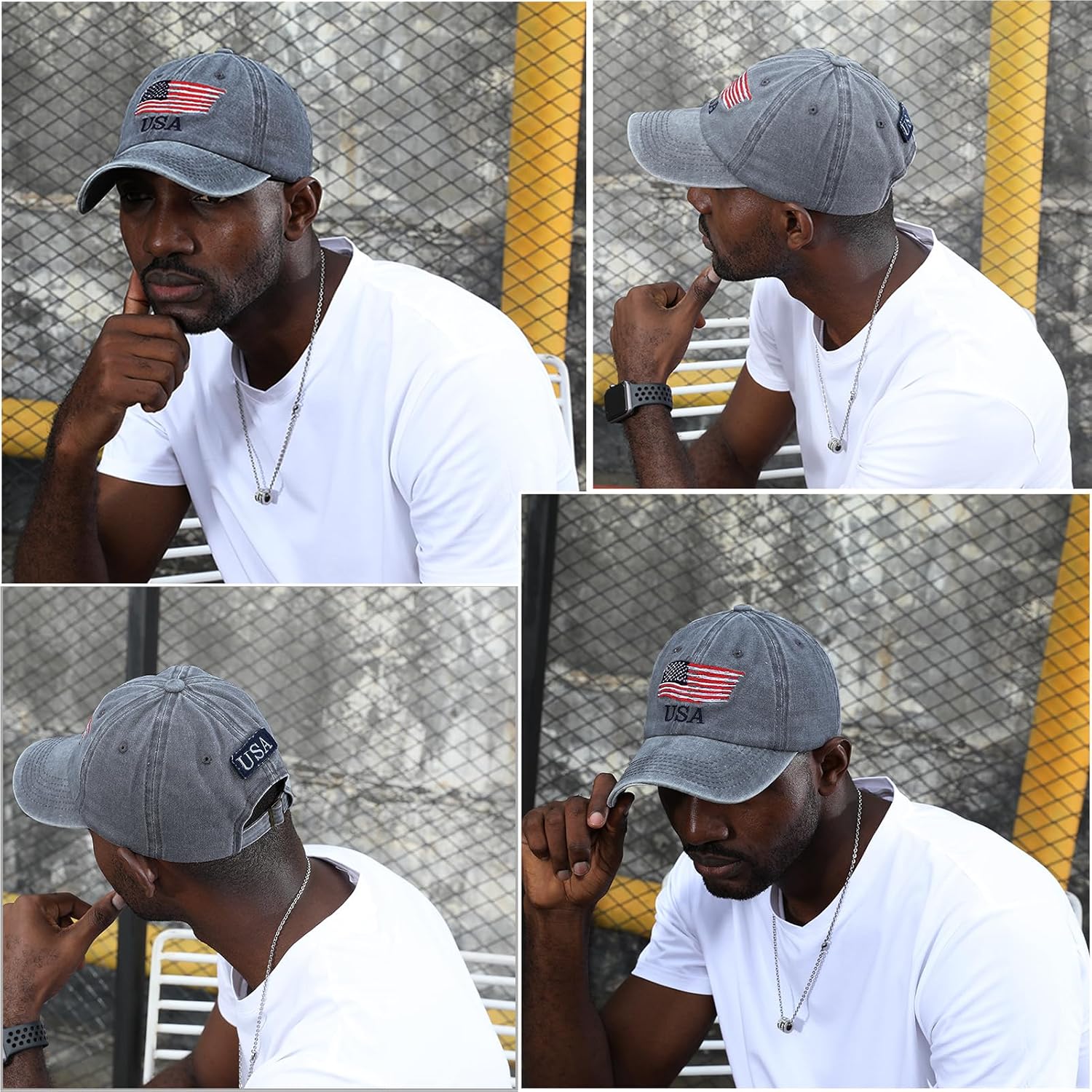 Washed American Flag Baseball Cap Adjustable Sun Dad Gift Hats for Unisex