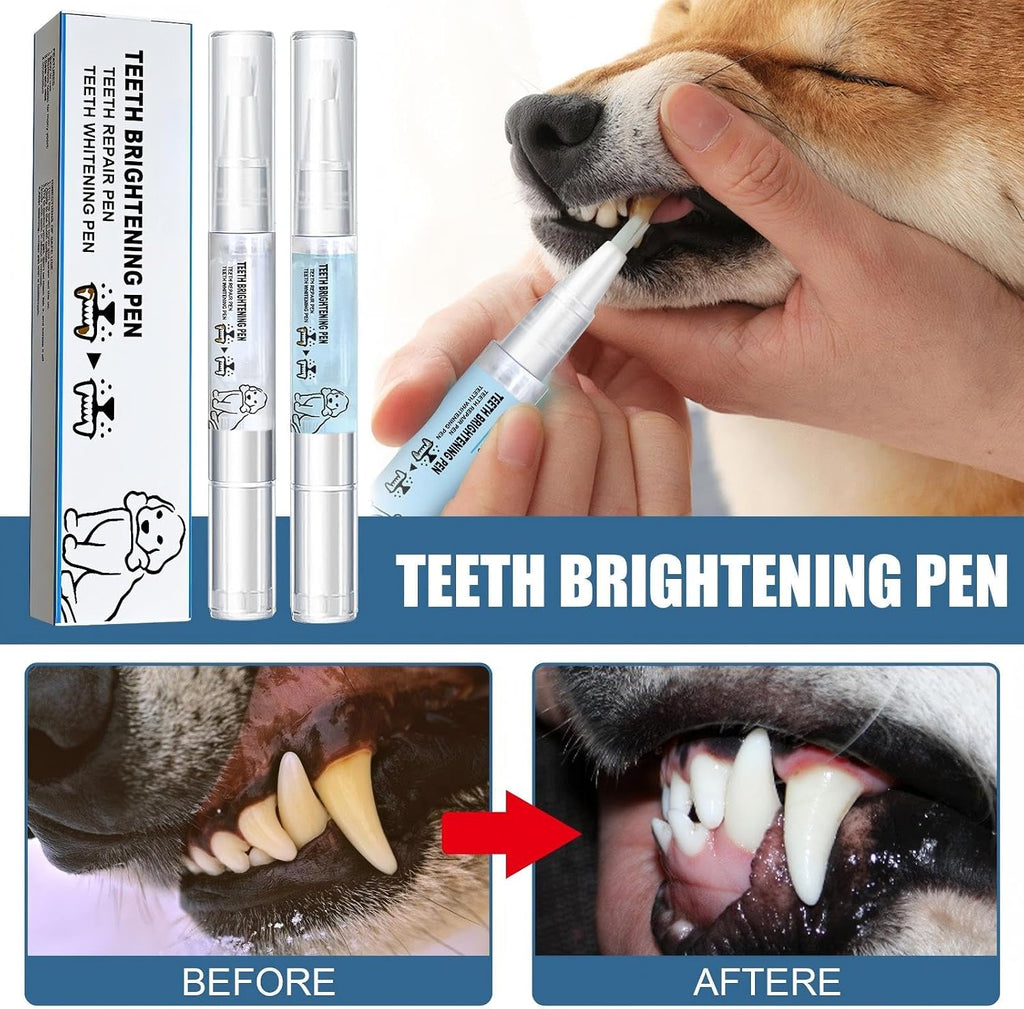 JoanofArc Pet Teeth Whitening Pen, Pet Toothbrush Pen, Pet Teeth Cleaning Pen, Used for Pet Dental Care, Strengthening Teeth, Freshening Breath, Cleaning Teeth, Dog and Cat Tartar Cleaning, Two Packs