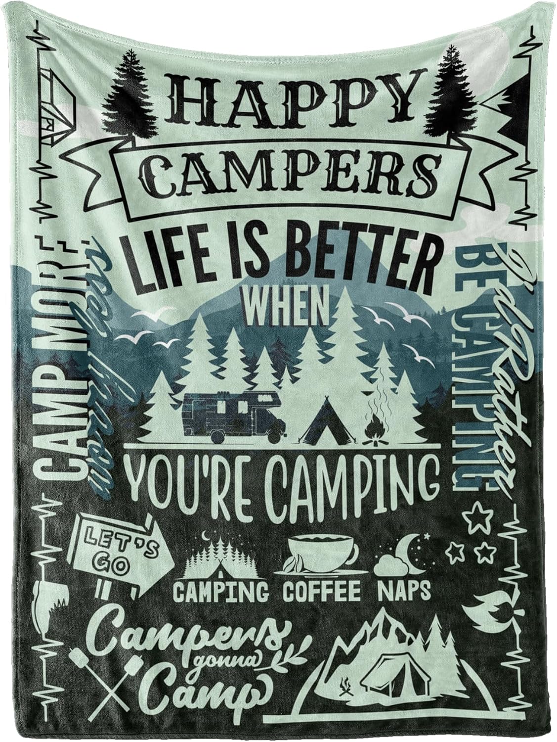 Camping Gifts for Men, Women, Flannel Throw Blanket - 50" x 65", Rules