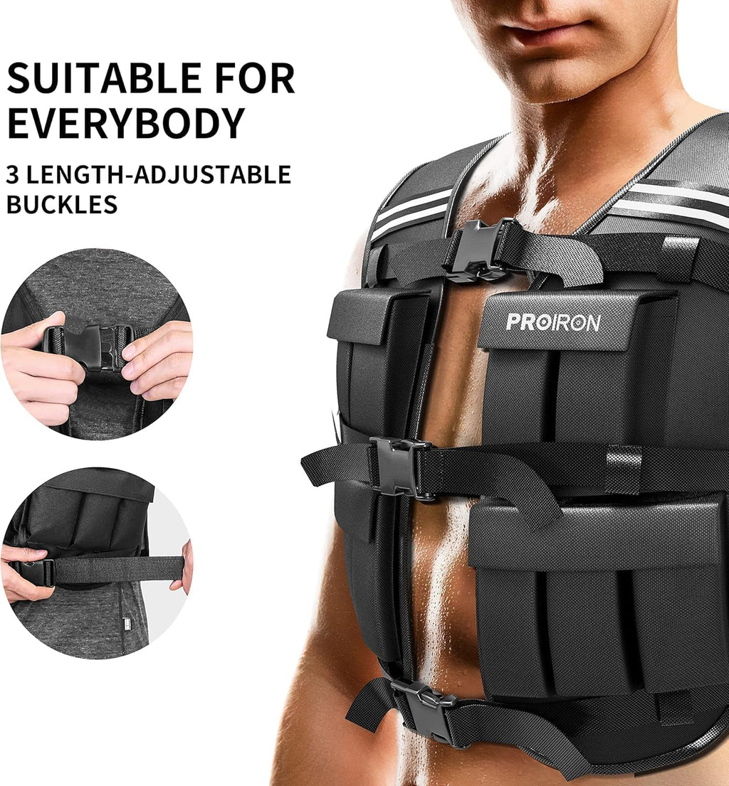 PROIRON Adjustable Weighted Vest 1-22lb/2-44lb,Strength Training Weight Vests for Men Women with Removable Weights, Body Weight Vest for Running Workout Walking Fitness Cardio,Home Gym Equipment