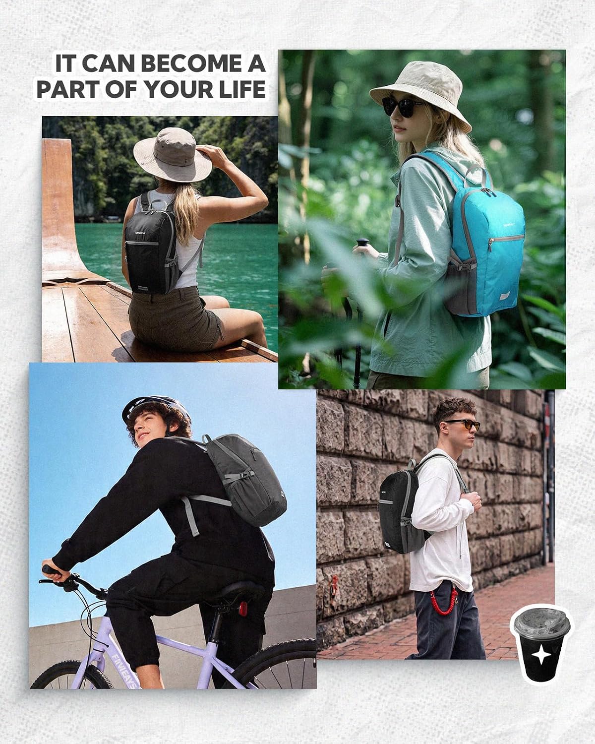 WATERFLY Small Packable Travel Backpack: 10L Ultra-Light Daypack Women Men