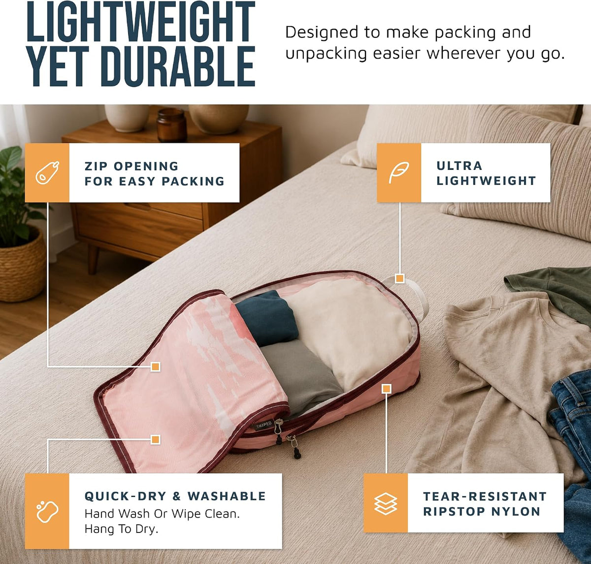 TRIPPED Travel Gear Large Compression Packing Cubes 7-Piece Set for Travel