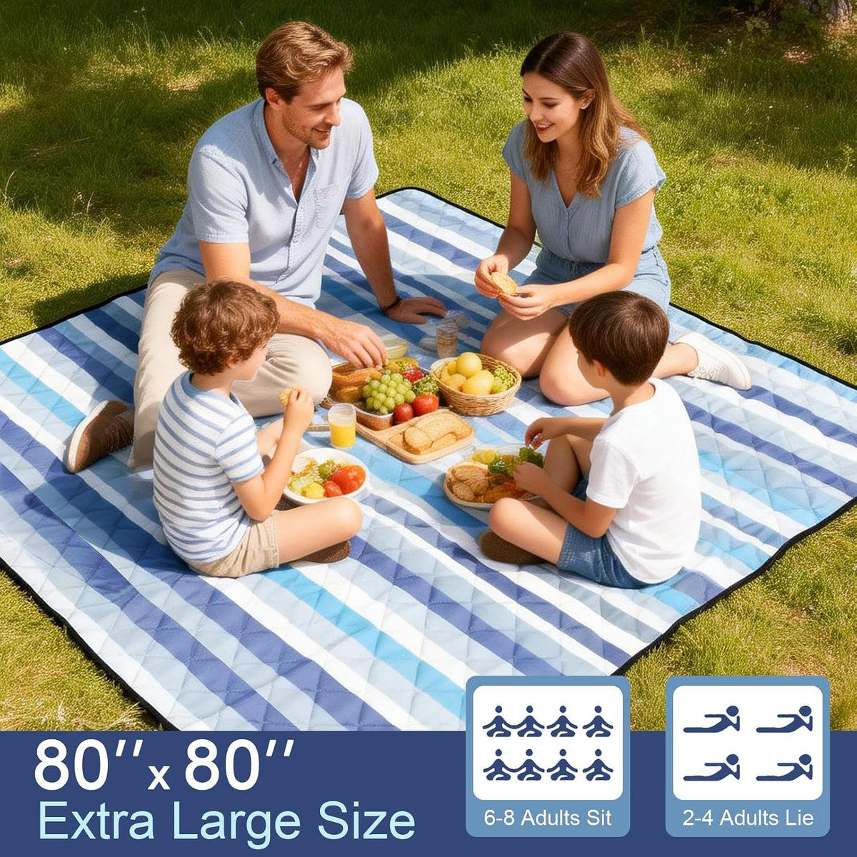 2 in 1 Tote Picnic Blanket Waterproof Outdoor Camping Beach Blanket