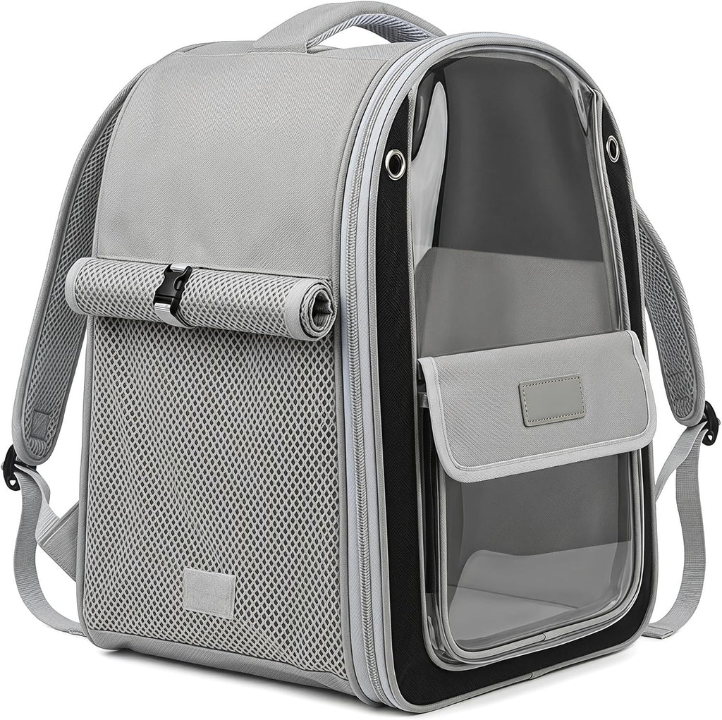 Pet Carrier Backpack for Cats and Small Dogs, Transparent PC Window, Breathable Mesh Sides, Front Pocket, Comfortable Padded Straps