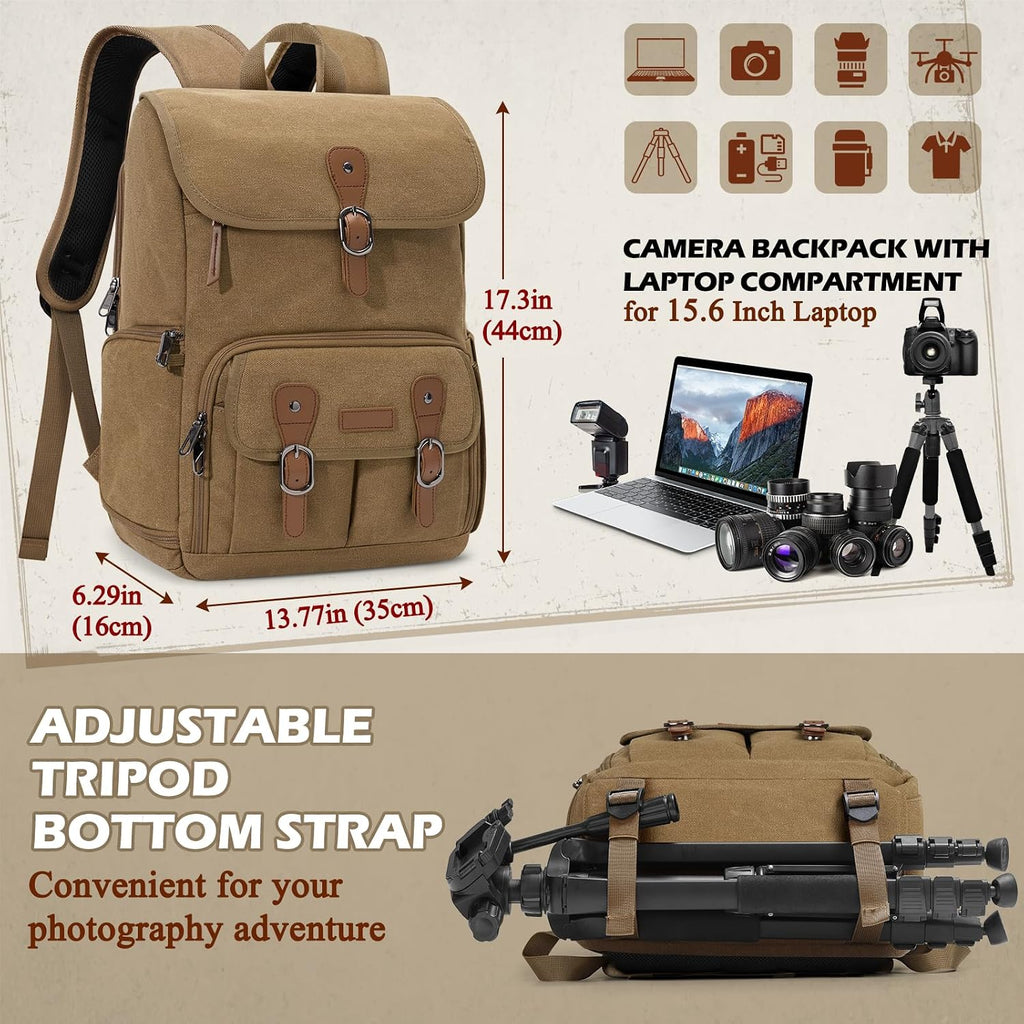 RAINSMORE Camera Backpack, DSLR SLR Mirrorless Camera Bag for Photographer