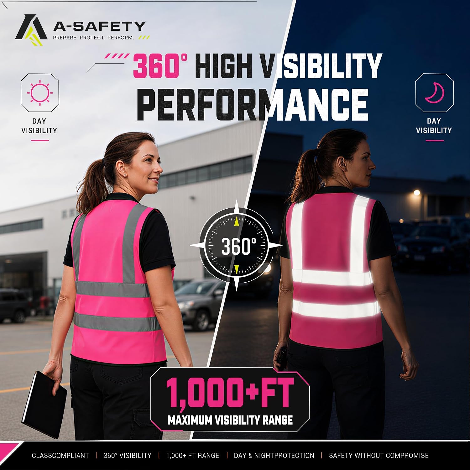 A-SAFETY High Visibility Reflective Safety Vest Customize Logo (XS-8XL)