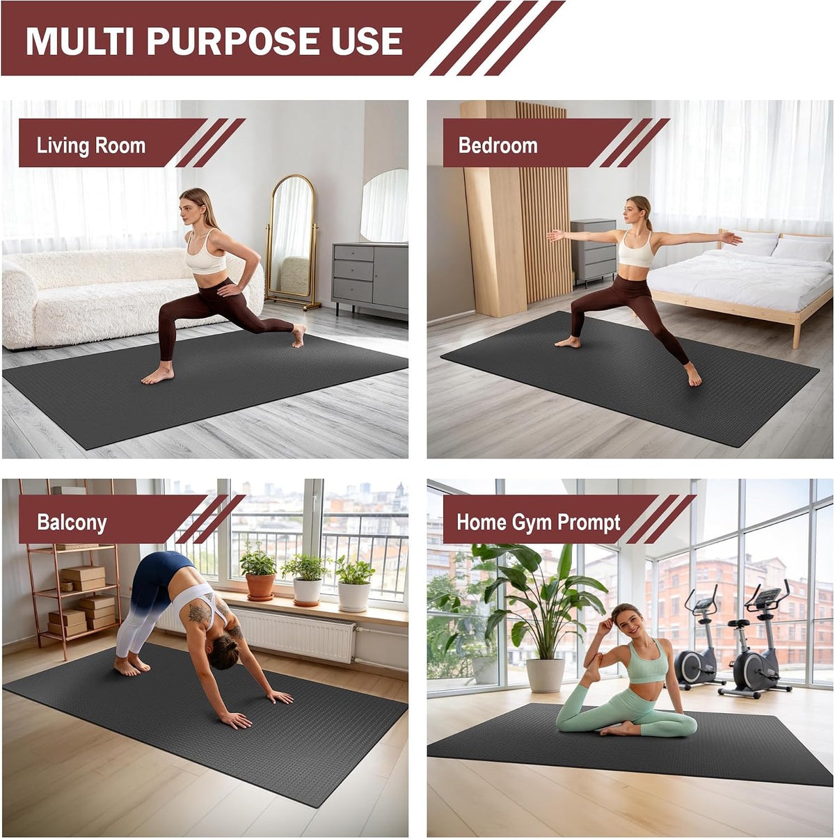 Stepwaver Extra Large Exercise Mat, 6'x4'/ 7'x5'/ 8'x5'/ 9'x5'/10'x5' (6mm)