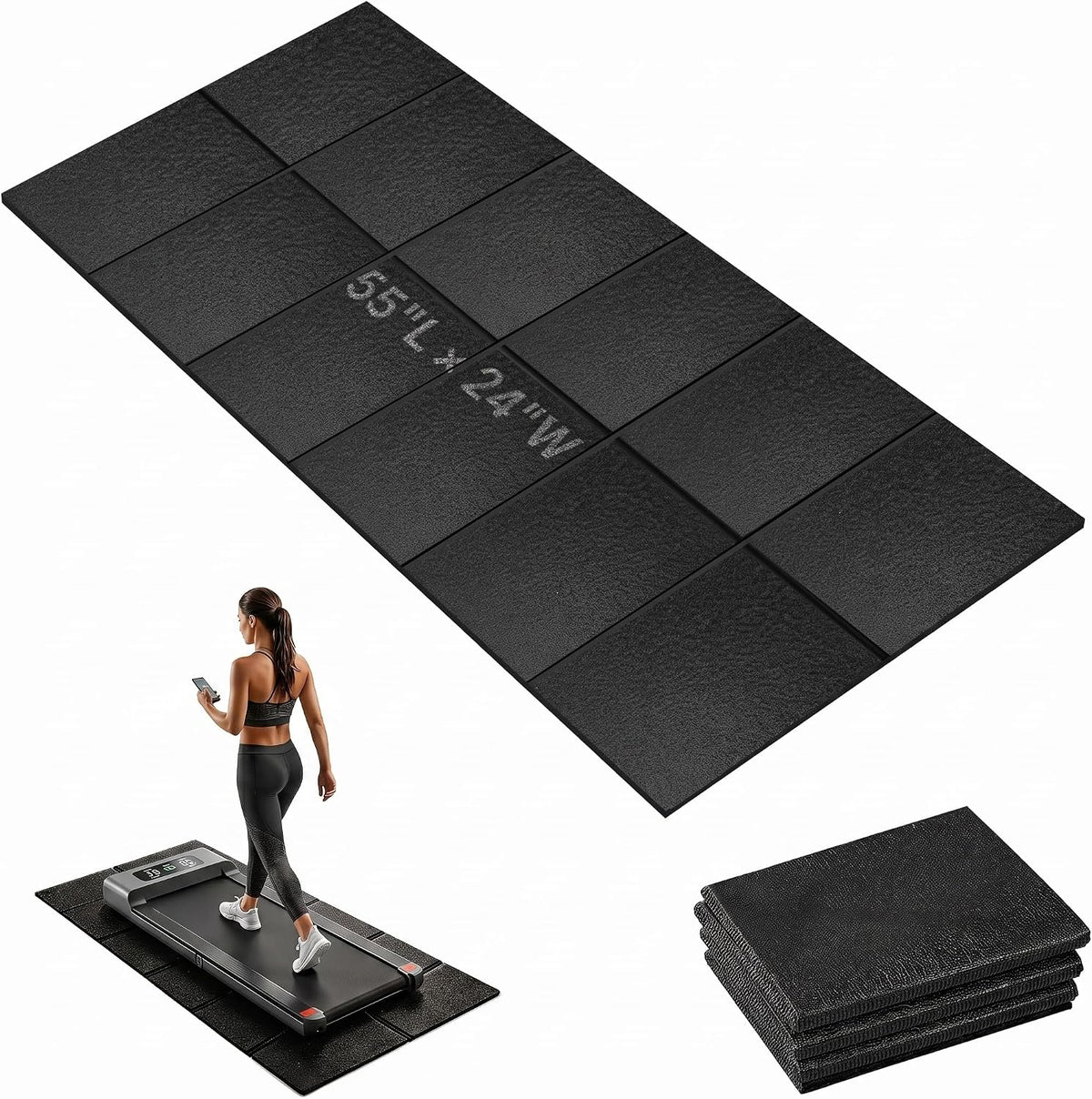 Treadmill Mat, Carpet Hardwood Floor Protect, Walking Pad, 55 × 24"