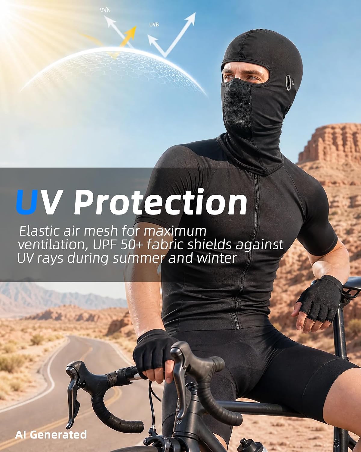 3 Pieces Unisex Ice Silk Mesh Balaclava Ski Mask, Full Cycling Face Cover