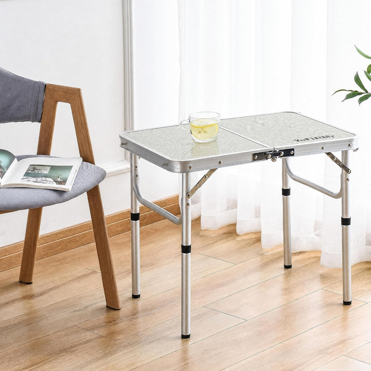 Folding Camp Table Small, 24"Lx 16"W Adjustable Height Small Folding Table