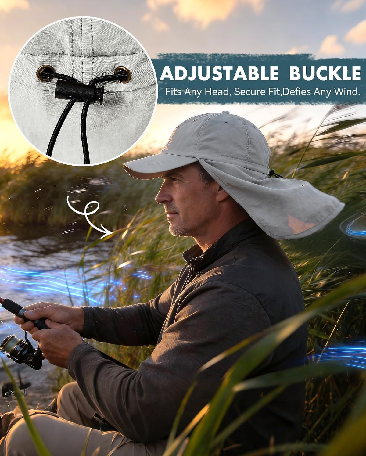 Zando UPF 50+ Sun Hats with Neck Flap for Men, Baseball Cap