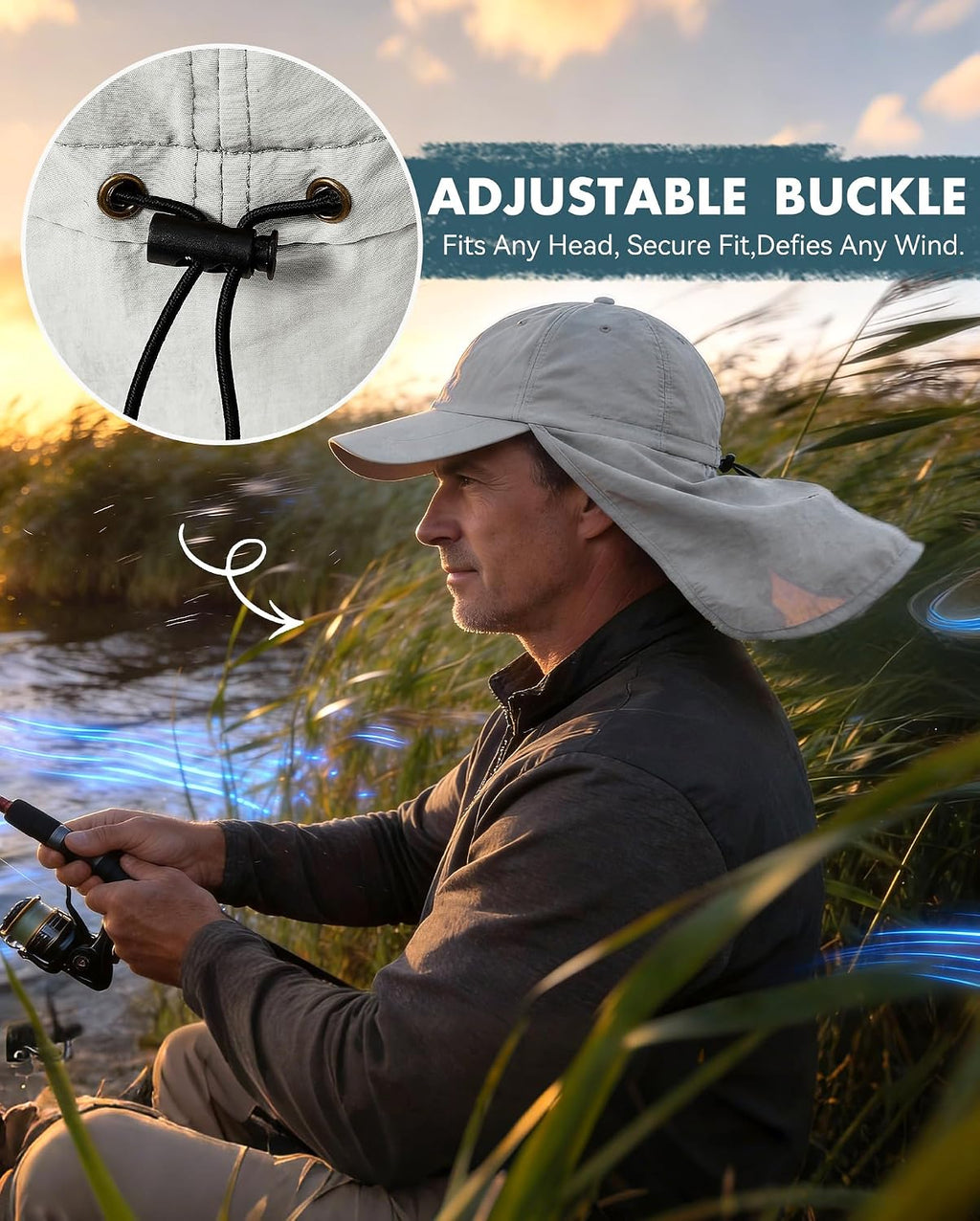 Zando UPF 50+ Sun Hats with Neck Flap for Men, Baseball Cap