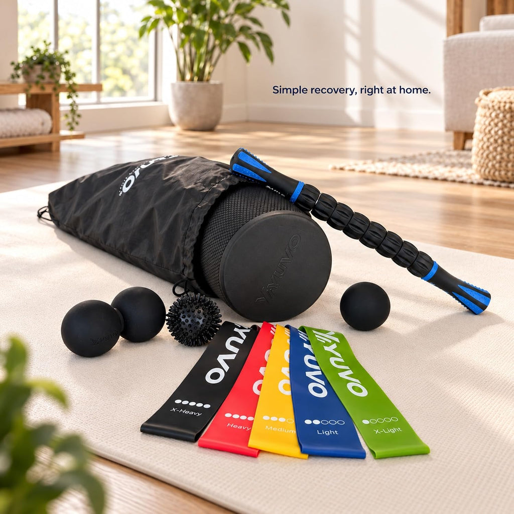 6-in-1 Foam Roller Set - 18" High Density Trigger Point Back Roller