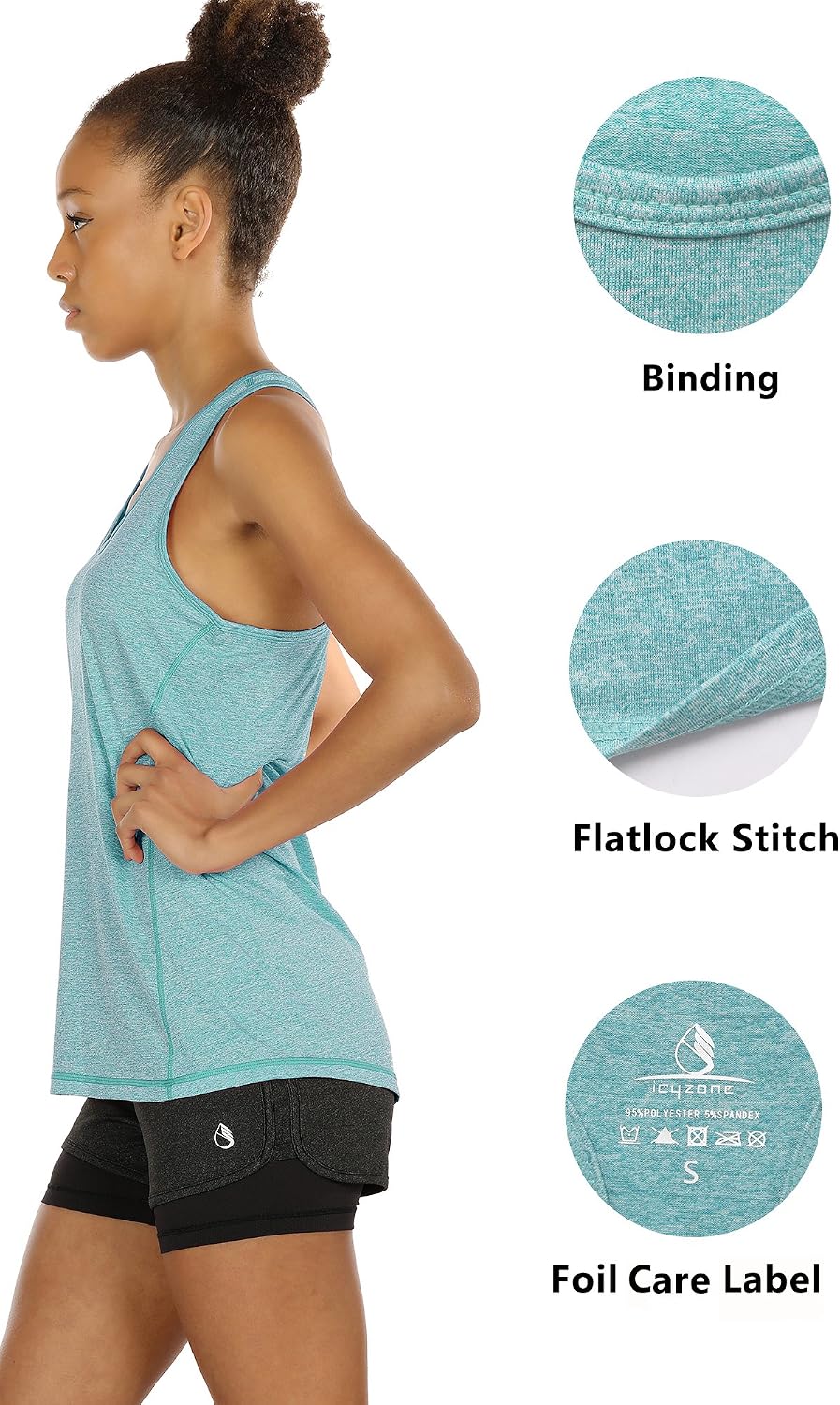 icyzone 3 Pack Women's Racerback Workout Tank Tops