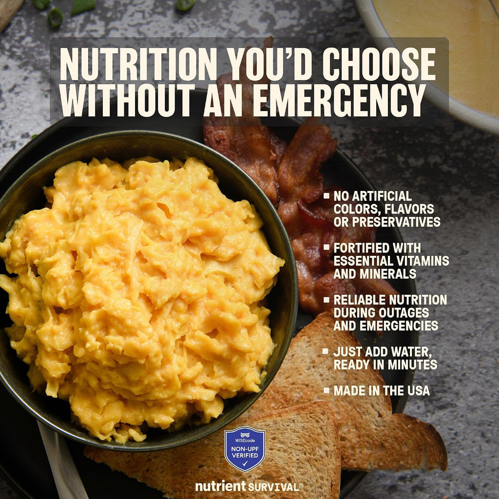 4 Cans, 70 Egg Equivalent per can - Nutrient Survival Vitamin Powdered Eggs Freeze Dried Prepper Supplies & Emergency Food Supply, 33 Essential Nutrients, Gluten Free, Shelf Stable Up to 25 Years