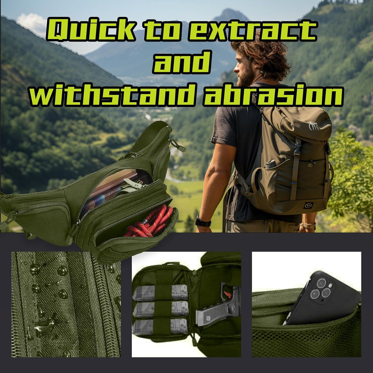 Tactical Fanny Pack for Men,800D Oxford Fabric Fanny Pack for Men,Fanny Packs Man for Hiking Climbing,Fishing,Cycling,Hunting,Adjustable Conceal Carry Tactical Fanny Packs