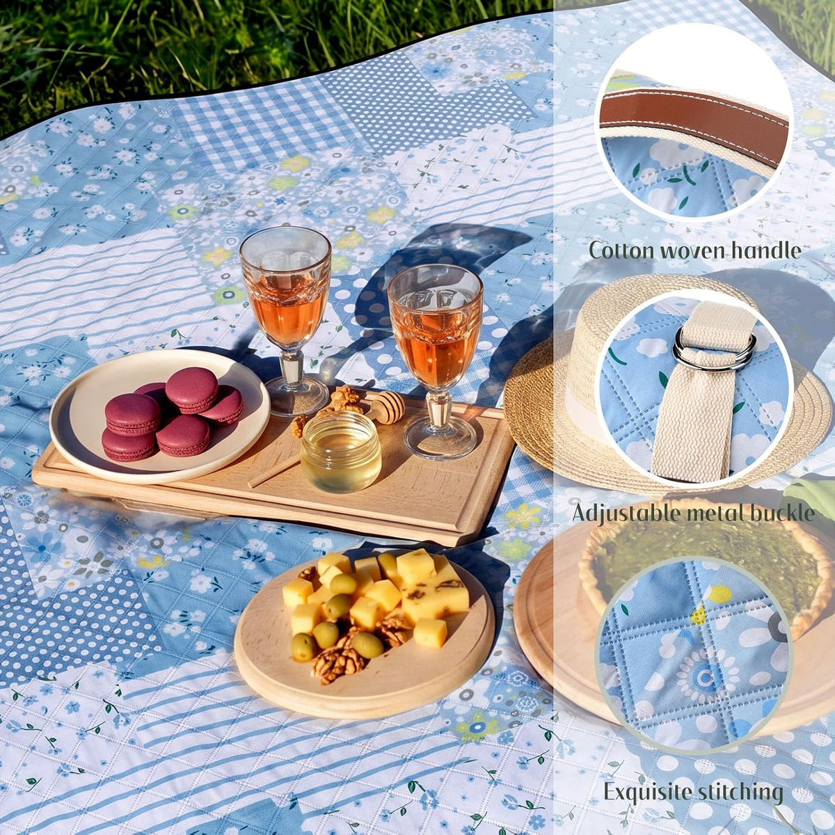 Lumina 80x80 Picnic Blanket Waterproof Floral Beach Camping Quilted