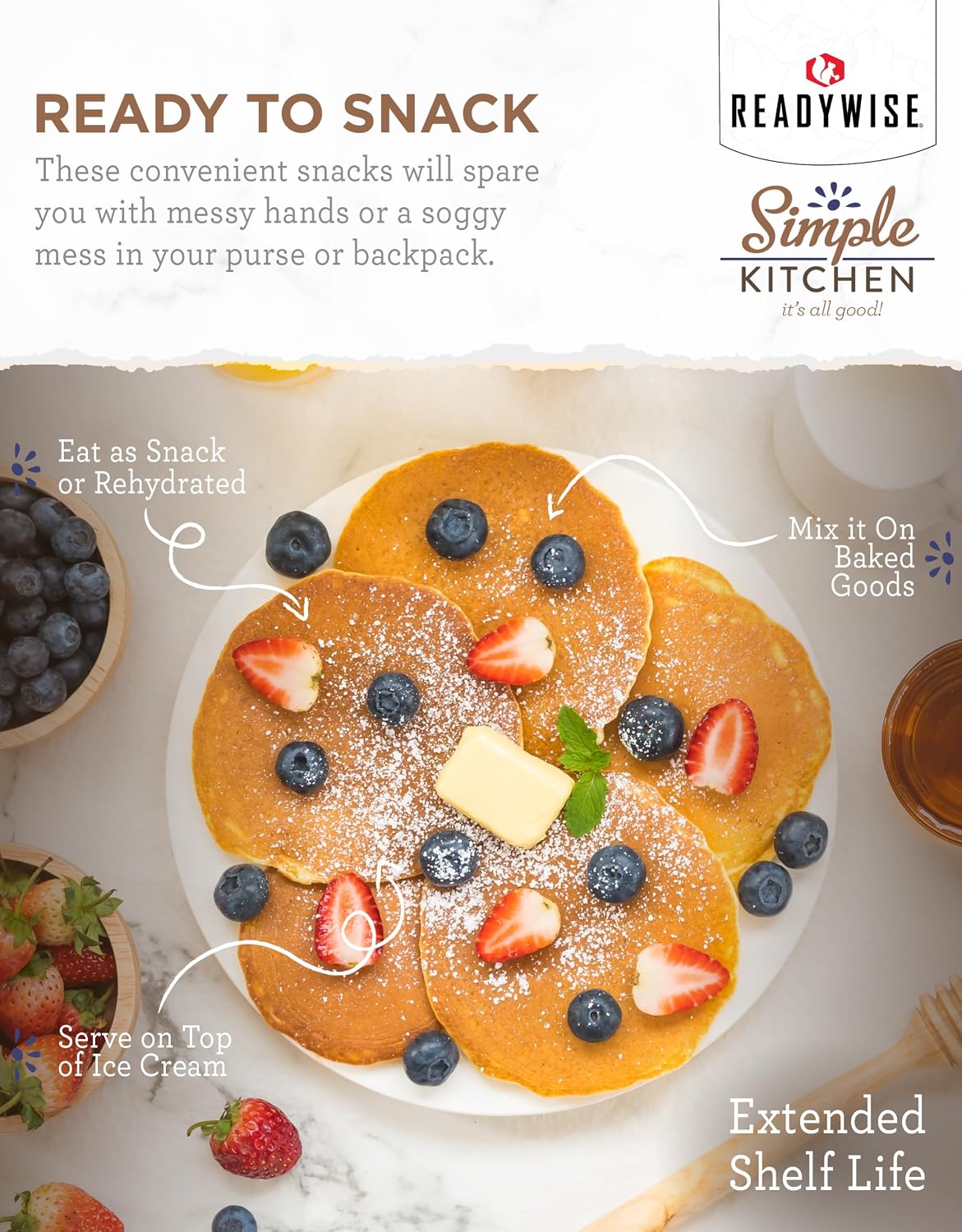 SIMPLE KITCHEN Camping and Outdoors, Freeze Dried Blueberries 28 Servings