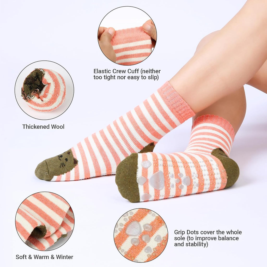 SISOSOCK Non Slip Slipper Socks with Grips for Women Cabin Crew House Socks